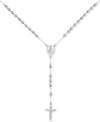 Legacy For Men By Simone I. Smith Beaded Cross 24" Rosary Necklace In Stainless Steel In White
