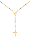 LEGACY FOR MEN BY SIMONE I. LEGACY FOR MEN BY SIMONE I. SMITH BEADED CROSS 24" LARIAT NECKLACE IN STAINLESS STEEL & YELLOW ION-P