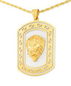 Legacy For Men By Simone I. Smith Lion's Head Two-tone 24" Pendant Necklace In Stainless Steel & Yellow Ion-plate