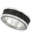 Legacy For Men By Simone I. Smith Men's' Black Ion-plated Ring In Stainless Steel In Black