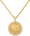 Legacy For Men By Simone I. Smith Men's Crystal Lion Medallion 24" Pendant Necklace In Yellow Ion-plated Stainless Steel In Yellow