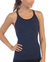 American Fitness Couture Women's Lattice Back Built In Bra Workout Top In Blue