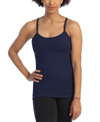 American Fitness Couture Women's Racerback Y Built In Bra Workout Top In Blue