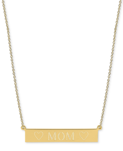 Sarah Chloe Engraved Mom Bar Necklace In 14k Gold-over Silver, 16" + 2" Extender (also Available In Sterling Sil In Gold Over Silver