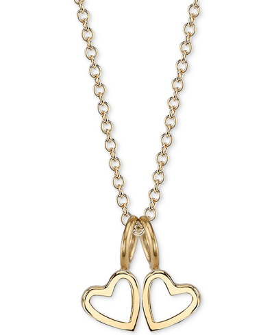 Sarah Chloe Double Heart Charms Pendant Necklace, 18" In Gold Over Silver