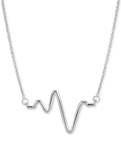 Sarah Chloe Large Heartbeat Pendant Necklace, 16" + 2" Extender, Available In Sterling Silver Or 14k Gold Plated