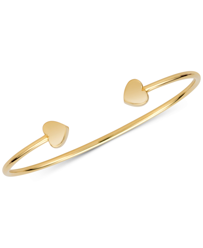 Sarah Chloe Polished Heart Cuff Bangle Bracelet In Gold Over Silver