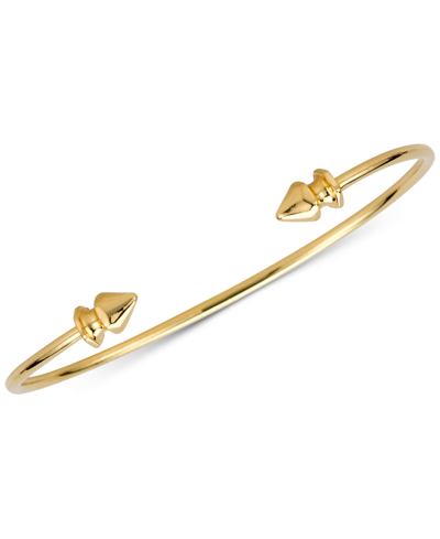 Sarah Chloe Polished Decorative Cuff Bangle Bracelet In 14k Gold-plated Sterling Silver In Gold Over Silver