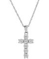 Macy's Diamond Cross Pendant Necklace (1/10 Ct. T.w.) In Sterling Silver In White