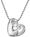 ALEX WOO LITTLE ACTIVIST LOVE MONKEY CHARM 16" PENDANT NECKLACE IN STERLING SILVER