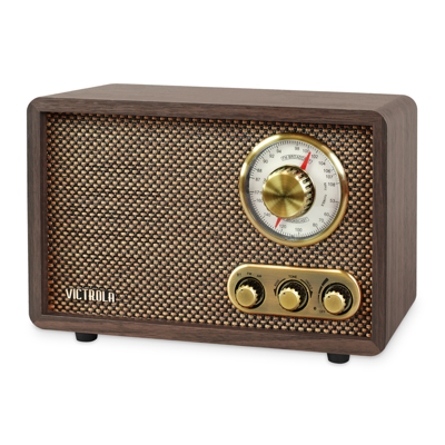 Victrola Retro Wood Bluetooth Fm/am Radio With Rotary Dial In Brown