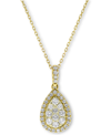 Macy's Diamond Teardrop Cluster Halo Pendant Necklace (5/8 Ct. T.w.) In 14k Gold Or 14k White Gold In Gold