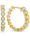 Macy's Diamond Milgrain Bezel Hoop Earrings (1/4 Ct. T.w.) In 14k Gold In Gold