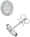 Macy's Diamond Oval Halo Cluster Stud Earrings (5/8 Ct. T.w.) In 14k White Gold In Gold