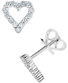 Macy's Diamond Heart Stud Earrings (1/2 Ct. T.w.) In 14k White Gold In Gold