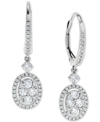 Macy's Diamond Halo Cluster Oval Drop Earrings (1 Ct. T.w.) In 14k White Gold In Gold