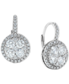 Macy's Diamond Halo Cluster Leverback Earrings (1-1/2 Ct. T.w.) In 14k White Gold In Gold