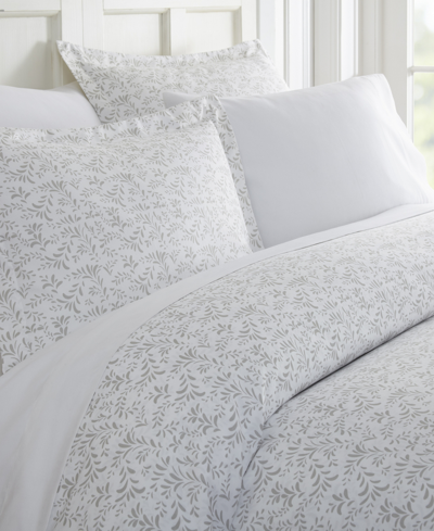 Ienjoy Home Tranquil Sleep Patterned Duvet Cover Set By The Home Collection, King/cal King Bedding In Light Grey Burst Of Vines