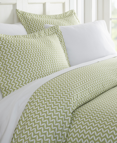 Ienjoy Home Tranquil Sleep Patterned Duvet Cover Set By The Home Collection, Twin/twin Xl Bedding In Sage Chevron