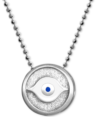 Alex Woo Textured & Enamel Evil Eye 16" Pendant Necklace In Sterling Silver