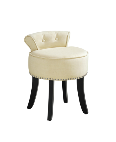 Inspired Home Taylor Upholstered Vanity Stool With Nailhead Trim In Cream