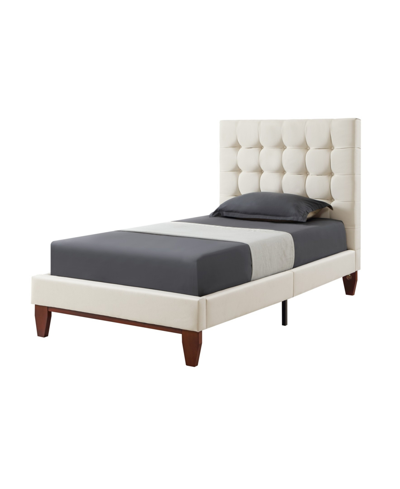 Inspired Home Bond Linen Upholstered Twin Platform Bedframe In Beige