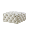 Inspired Home Madeline Upholstered Tufted Allover Square Cocktail Ottoman In White