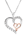 Macy's Women's 14k Rose Gold Plated Heart Pendant Necklace In Sterling Silver In Pink