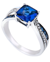 Macy's Women's Diamond Accent Ring In Sterling Silver In Blue