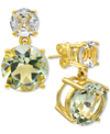 Macy's Prasiolite (5-3/4 Ct. T.w.) & White Quartz (1-1/3 Ct. T.w.) Drop Earrings In 14k Gold-plated Sterlin In Green