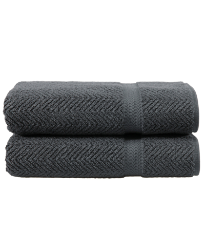 Linum Home Herringbone 2-pc. Bath Towel Set Bedding In Grey