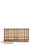 Burberry Hannah Check Flap Wallet On Chain In Archive Beige