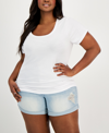 Aveto Trendy Plus Size Scoop-neck T-shirt In White