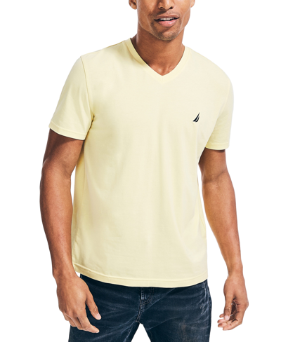 Nautica Men's J-class Logo Classic-fit Cotton V-neck T-shirt In Corn