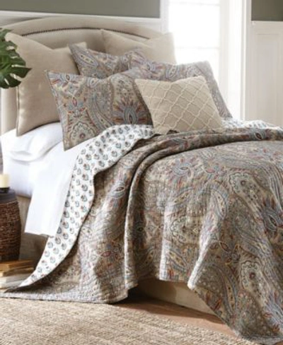 Levtex Kasey Damask Quilt Set Euro Sham Collection In Tan/beige