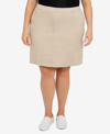 Hearts Of Palm Plus Size Essentials Tech Stretch Pull On Skort With Elastic Wasitband In Tan/beige