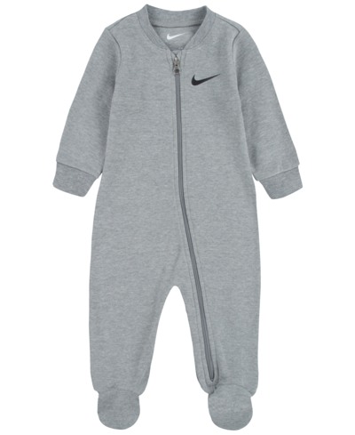 Nike Baby Boys Or Girls Essentials Long Sleeves Footed Coverall In Dark Gray Heather