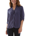 Bcx Juniors' V-neck Utility Shirt In Blue