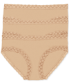 Natori Bliss Lace Trim High Rise Brief Underwear 3-pack 755058mp In Ivory/cream