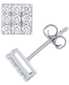 FOREVER GROWN DIAMONDS LAB GROWN SQUARE DIAMOND CLUSTER STUD EARRINGS (1/2 CT. T.W.) IN STERLING SILVER