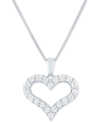 FOREVER GROWN DIAMONDS LAB GROWN OPEN HEART 18" PENDANT NECKLACE (1/2 CT. T.W.) IN STERLING SILVER, 14K GOLD-PLATED STERLIN