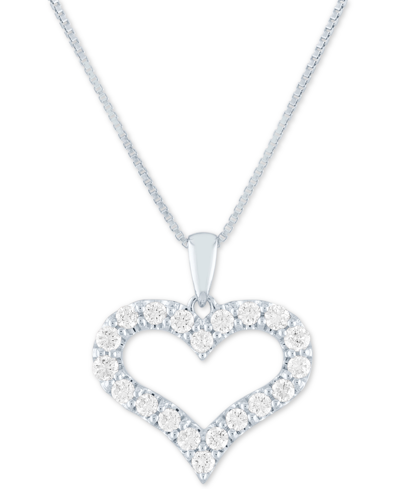 Forever Grown Diamonds Lab Grown Open Heart 18" Pendant Necklace (1/2 Ct. T.w.) In Sterling Silver, 14k Gold-plated Sterlin In White