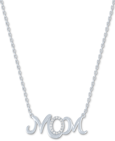 Macy's Diamond Mom Pendant Necklace (1/20 Ct. T.w.) In Sterling Silver, 16" + 2" Extender