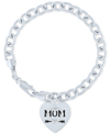 Macy's Diamond Mom Heart Charm Bracelet (1/10 Ct. T.w.) In Sterling Silver In Silver