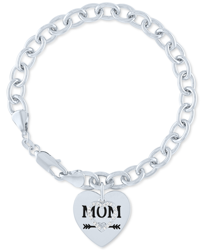 Macy's Diamond Mom Heart Charm Bracelet (1/10 Ct. T.w.) In Sterling Silver