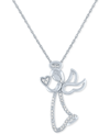 Macy's Diamond Angel Pendant Necklace (1/10 Ct. T.w.) In Sterling Silver In Silver