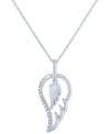 Macy's Diamond Angel Wing Pendant Necklace (1/10 Ct. T.w.) In Sterling Silver In Silver