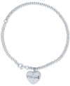 Macy's Diamond Accent & Rainbow Enamel Pride Double Heart Charm Bracelet In Sterling Silver In Silver