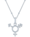 Macy's Diamond Accent Symbol Pride 18" Pendant Necklace In Sterling Silver In Silver