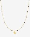 Macy's Diamond Accent Star Enamel Bead 18" Pendant Necklace In Sterling Silver Or 14k Gold-plated Sterling In Gold
